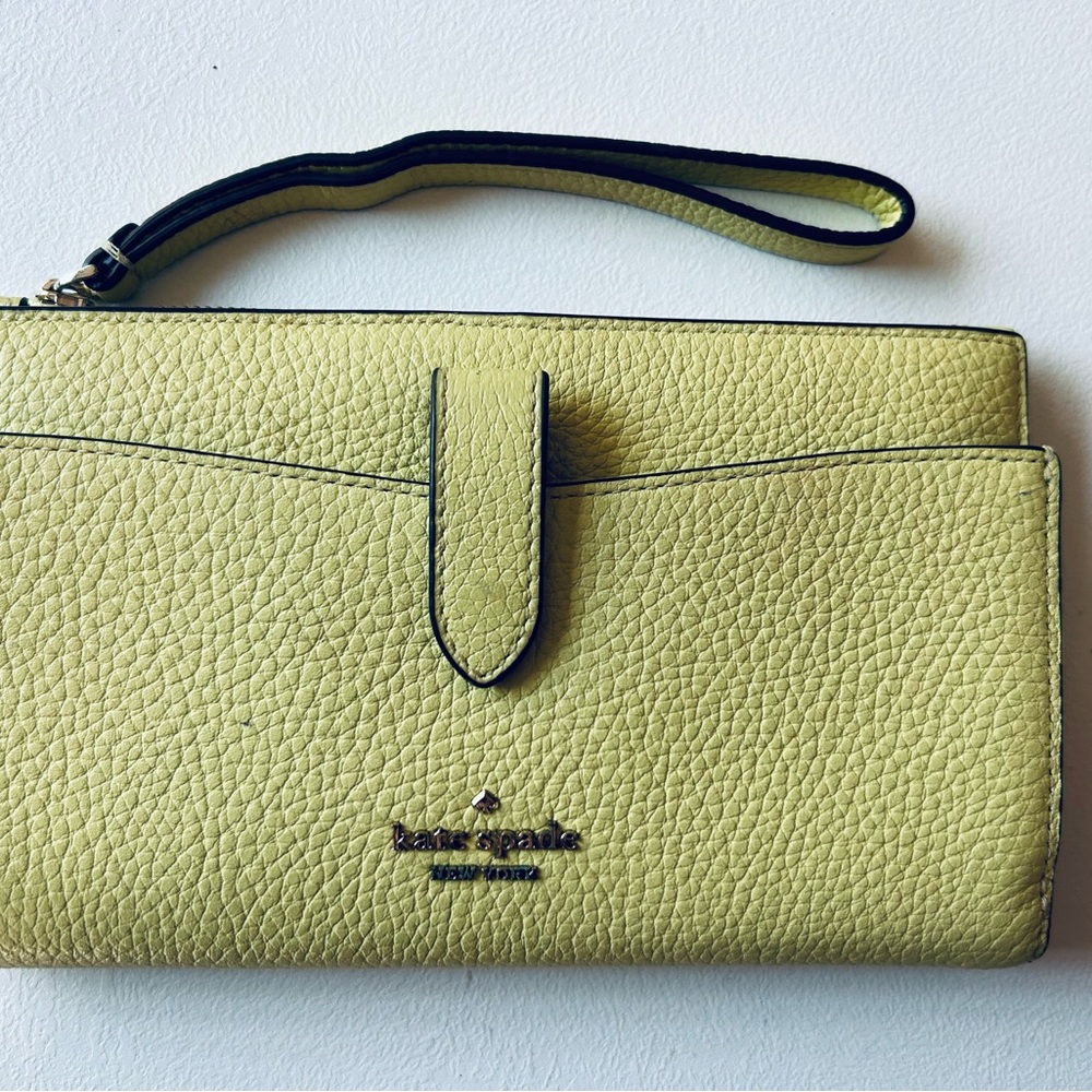 Kate Spade Yellow Leather Wristlet Wallet